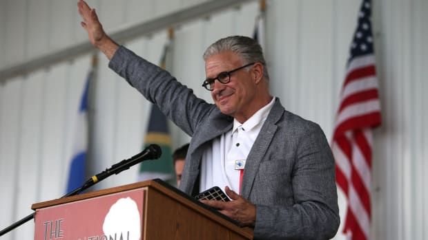 Boxing commentator Jim Lampley will begin his first assignment for PPV.com this weekend. Lampley is seen here during his induction ceremony at the International Boxing Hall of Fame induction Weekend of Champions events on June 14, 2015 in Canastota, New York. ALEX MENENDEZ/GETTY IMAGES 